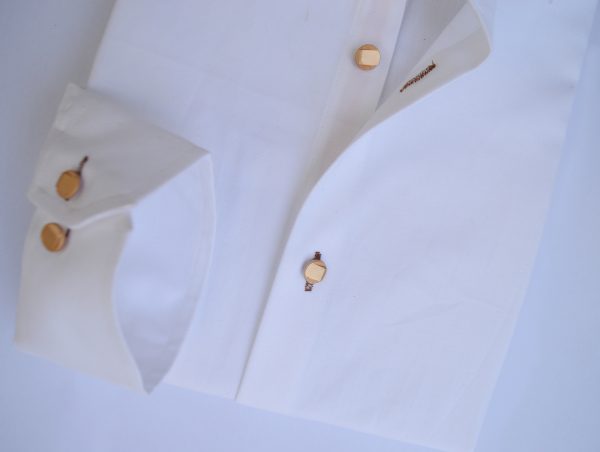 BUSINESS SHIRT IN Off-White COTTON POPLIN - Image 3