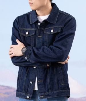 Slim fit denim jacket in dark blue