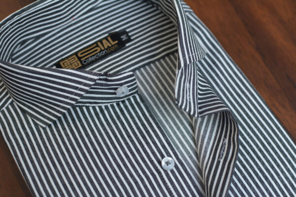 Dark Grey Stripes Formal Shirt For Men - Image 3