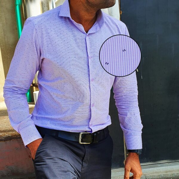 Light Purple  White Business Formal Dress Shirt - Image 5
