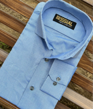 Blue Textured Formal Shirt (Cutom Made)