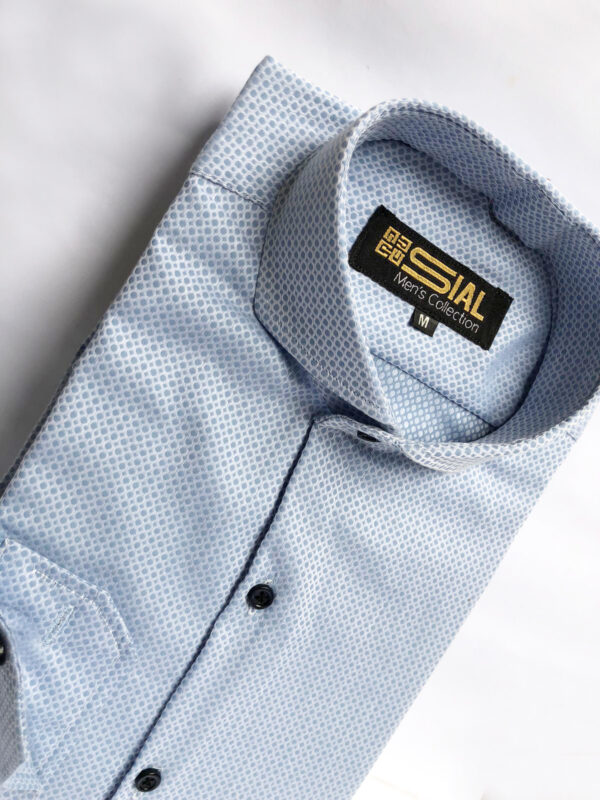 Blue Textured Formal Shirt - Image 3