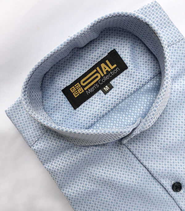 Blue Textured Formal Shirt - Image 2