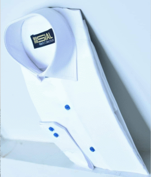 White Formal With Sky Buttons