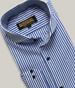 Blue & White Striped Formal Shirt